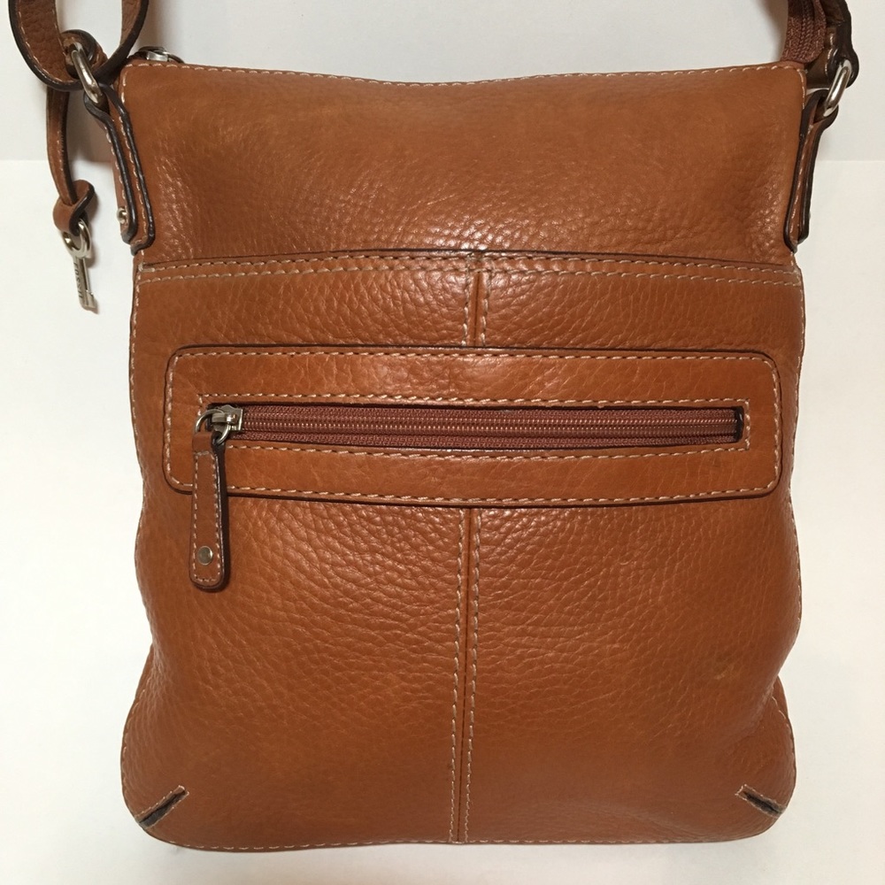 Fossil Shoulder Bag Pebbled Leather Cognac